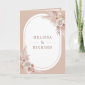 Neutraal Beige Bloem Boho Pampas QR Code Bruiloft (Voorkant)