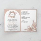 Neutraal Beige Bloem Boho Pampas QR Code Bruiloft (Binnen)