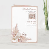 Neutraal Beige Bloem Boho Pampas QR Code Bruiloft (Achterkant)