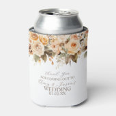 Neutraal Beige Bloemen Botanische Bruiloft Bruin Blikjeskoeler (Blikje Voorkant)