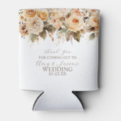 Neutraal Beige Bloemen Botanische Bruiloft Bruin Blikjeskoeler (Voorkant)