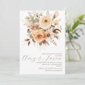 Neutraal Beige Bloemen Botanische Bruiloft Bruin Kaart (Staand voorkant)