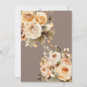 Neutraal Beige Bloemen Botanische Bruiloft Bruin Kaart (Achterkant)