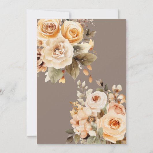 Neutraal Beige Bloemen Botanische Bruiloft Bruin Kaart (Achterkant)