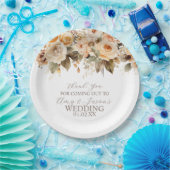 Neutraal Beige Bloemen Botanische Bruiloft Bruin Papieren Bordje (Feest)