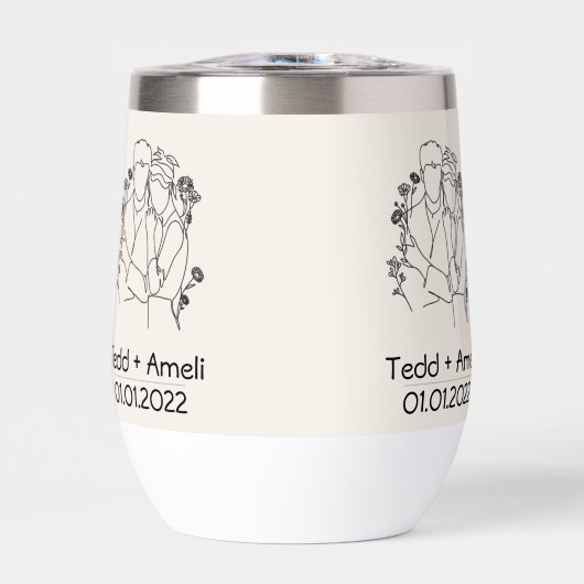 Neutraal beige bloemenpaar (Voorkant)