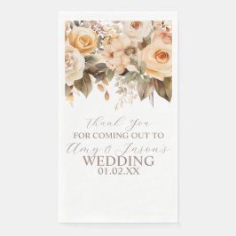 Neutraal Beige Bloemige Botanische Trouw Bruin Servet