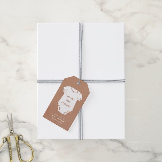 Neutraal Beige Bodysuit Baby shower Favor Gift Lab Cadeaulabel (Met Touw)