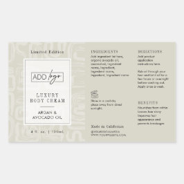 Neutraal Beige Boho Patroon Logo 4OZ Cosmo Fles Rechthoekige Sticker