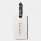 Neutraal Beige Boho Script Monogram en Naam Bagagelabel (Achterkant verticaal)