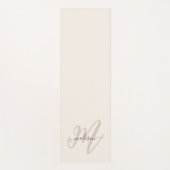 Neutraal Beige Boho Script Monogram en Naam Yogamat (Voorkant)