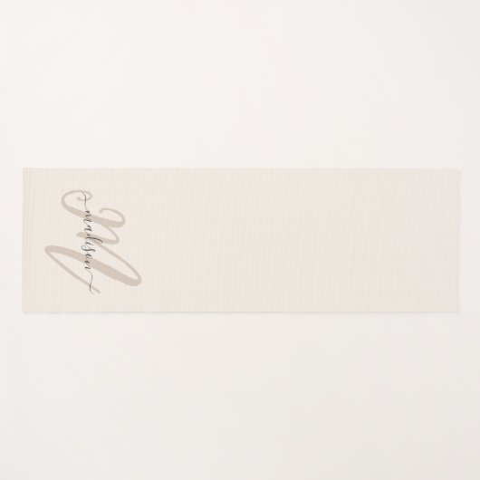 Neutraal Beige Boho Script Monogram en Naam Yogamat (Voorkant (horizontaal))