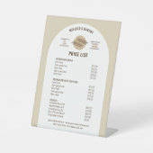 Neutraal Beige Brood Bakkerij Zuurdeeg Prijslijst Reclamebord Met Voetstuk (Voorkant)