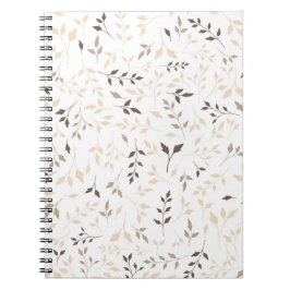 Neutraal Beige Bruin Botanisch Bladpatroon Notitieboek