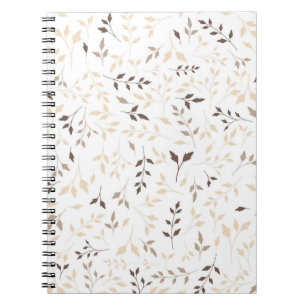 Neutraal Beige Bruin Botanisch Bladpatroon Notitieboek