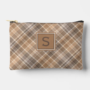 Neutraal Beige Bruin Taupe Geruit Gingham Patroon Etui