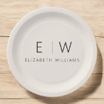 Neutraal Beige Classic Elegant Modern Minimalist Papieren Bordje<br><div class="desc">Verhoog uw eetervaring met ons Classic Elegant Modern Minimalist Monogram Bord. Dit zorgvuldig ontworpen bord combineert tijdloze verfijning naadloos met hedendaags minimalisme en voegt een vleugje verfijnde elegantie toe aan uw tabelinstellingen. Dit bord, dat met precisie en oog voor detail is vervaardigd, is meer dan alleen servies; het is een...</div>