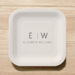 Neutraal Beige Classic Elegant Modern Minimalist Papieren Bordje<br><div class="desc">Verhoog uw eetervaring met ons Classic Elegant Modern Minimalist Monogram Bord. Dit zorgvuldig ontworpen bord combineert tijdloze verfijning naadloos met hedendaags minimalisme en voegt een vleugje verfijnde elegantie toe aan uw tabelinstellingen. Dit bord, dat met precisie en oog voor detail is vervaardigd, is meer dan alleen servies; het is een...</div>
