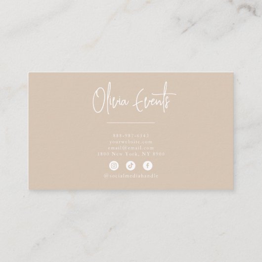 Neutraal Beige Cream Minimalist Boho Chic Modern Visitekaartje (Achterkant)