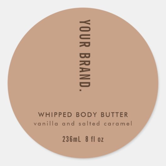 Neutraal Beige Eenvoudige Product Verpakking Potde Ronde Sticker (Voorkant)