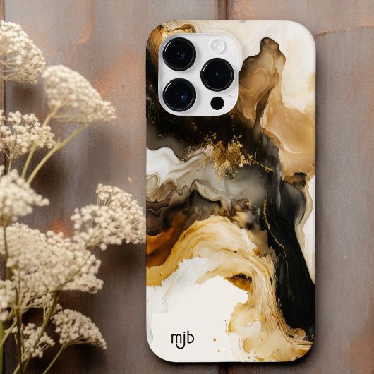 Neutraal Beige en Gold Abstract Inkwash Case-Mate iPhone Case