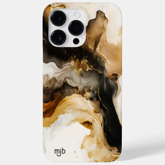 Neutraal Beige en Gold Abstract Inkwash Case-Mate iPhone Case (Achterkant)
