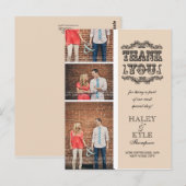 Neutraal Beige foto bruiloft Bedankt Post Kaart (Voorkant / Achterkant)