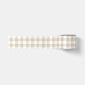 Neutraal Beige Gingham Geruite Patroon Satijnen Lint (Voorkant)