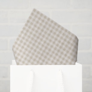 Neutraal Beige Gingham Rustieke Plaid Tissuepapier