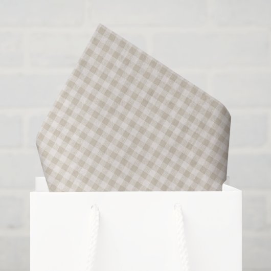 Neutraal Beige Gingham Rustieke Plaid Tissuepapier (Cadeauzakje)