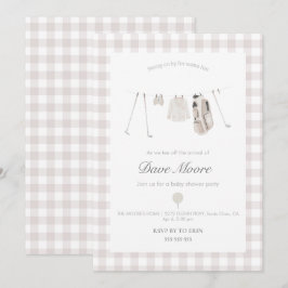 Neutraal beige Golf baby shower Uitnodiging
