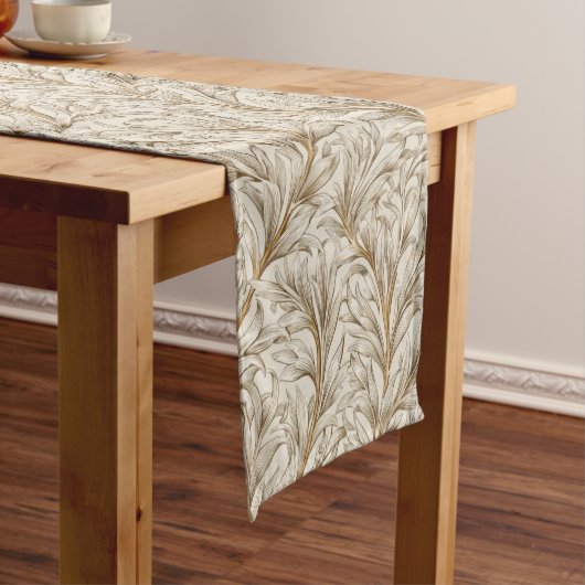 Neutraal Beige Goud Botanisch Blad William Morris Medium Tafelloper (Voorbeeld)