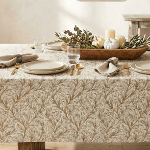 Neutraal Beige Goud Botanisch Blad William Morris Tafelkleed