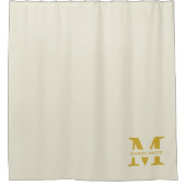 Neutraal beige goud monogram douchegordijn (Voorkant)