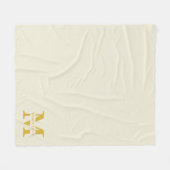 Neutraal beige goud monogram fleece deken (Voorkant (Horizontaal))