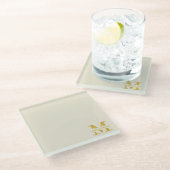 Neutraal beige goud monogram glazen onderzetter (Schuin)