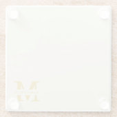 Neutraal beige goud monogram glazen onderzetter (Achterkant)