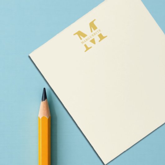 Neutraal beige goud monogram notitieblok