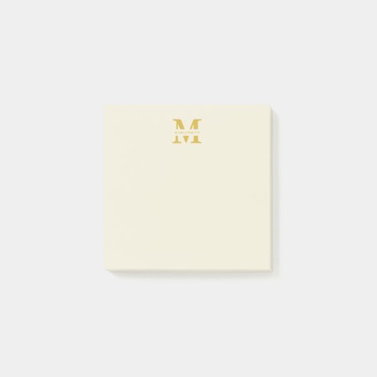 Neutraal beige goud monogram post-it® notes (Voorkant)