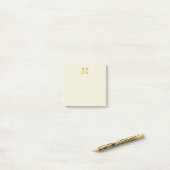 Neutraal beige goud monogram post-it® notes (Op bureau)