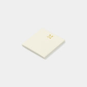 Neutraal beige goud monogram post-it® notes (Schuin)