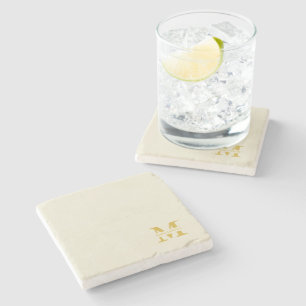 Neutraal beige goud monogram stenen onderzetter
