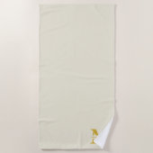 Neutraal beige goud monogram strandlaken (Voorkant)