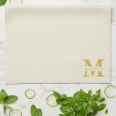 Neutraal beige goud monogram theedoek (Gevouwen)