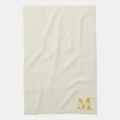 Neutraal beige goud monogram theedoek (Verticaal)