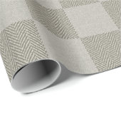 Neutraal Beige Grijs Buffalo Plaid Patroon Cadeaupapier (Rol Hoek)