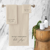 Neutraal beige handtekening script Monogram Bad Handdoek