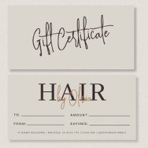 Neutraal Beige Kapsalon Logo Cadeaubonnen