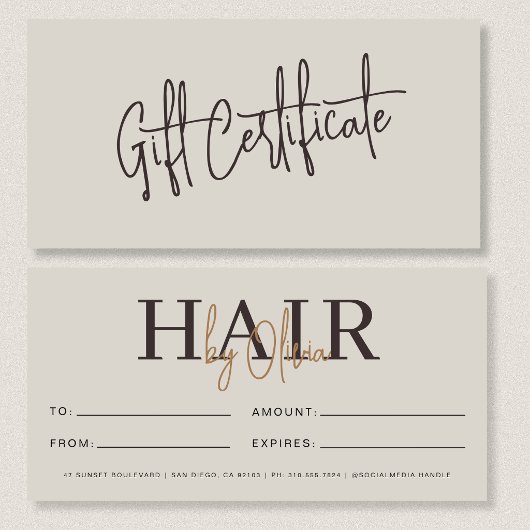 Neutraal Beige Kapsalon Logo Cadeaubonnen