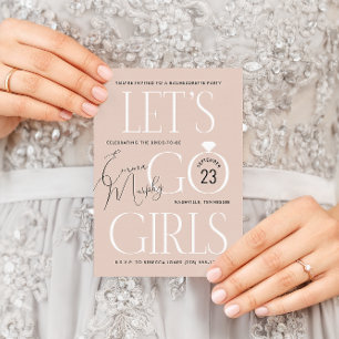 Neutraal beige laat gaan meisjes vrijgezellenfeest kaart